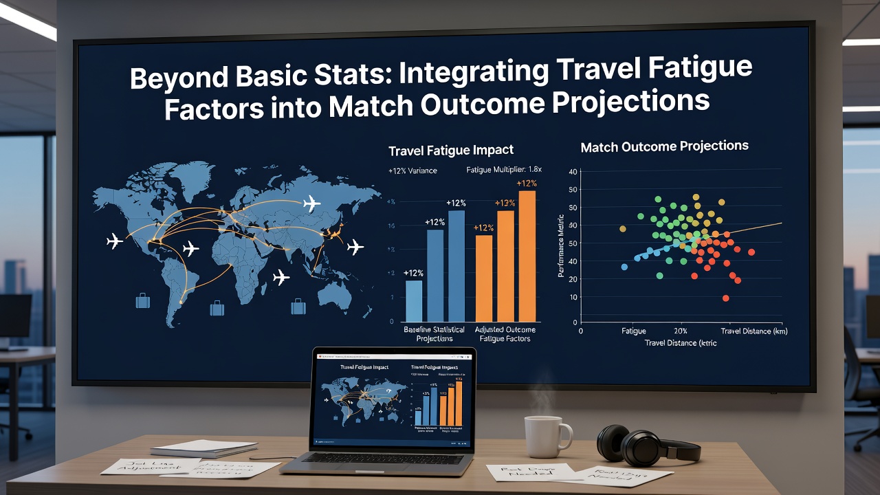 Data dashboard displaying fatigue-adjusted projections for upcoming fixtures with travel route overlays