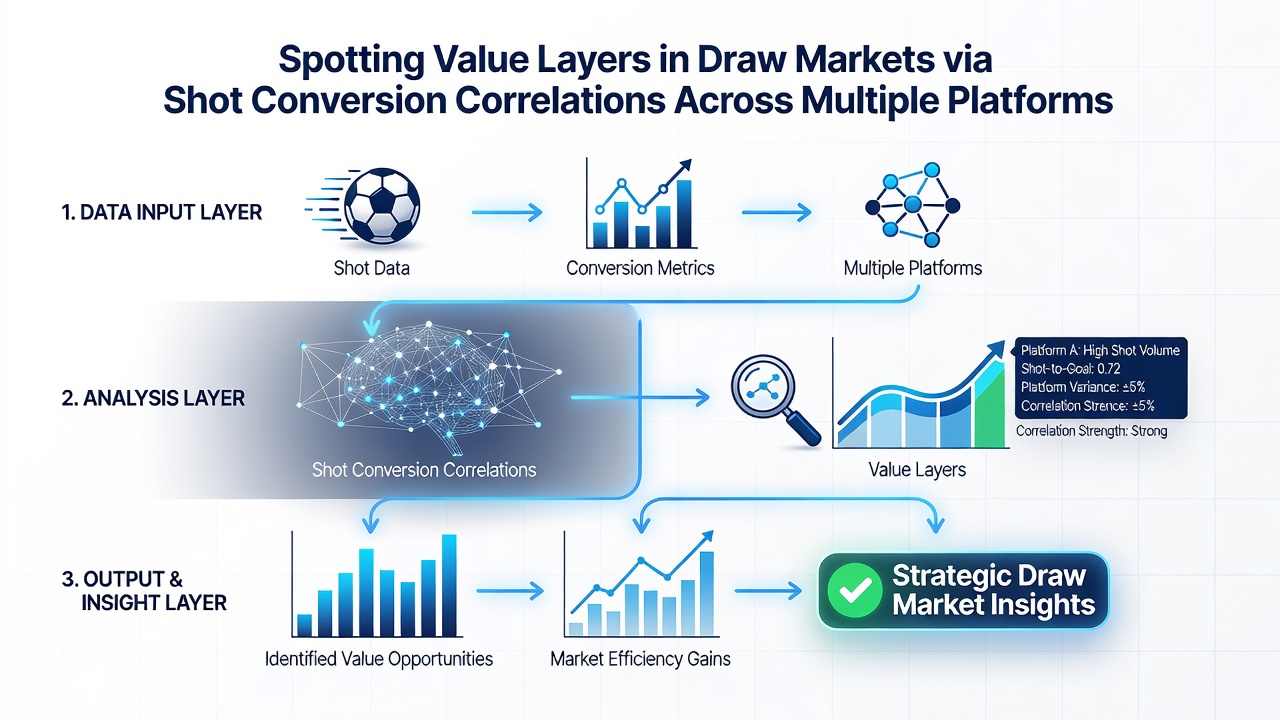 Dashboard interface displaying shot conversion correlation charts across multiple betting platforms with draw market overlays