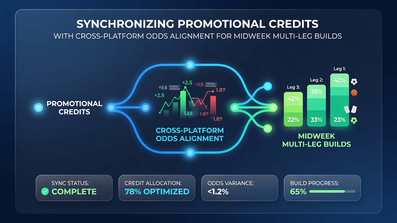 Cross-platform dashboard displaying synchronized odds and credit balances for accumulator construction