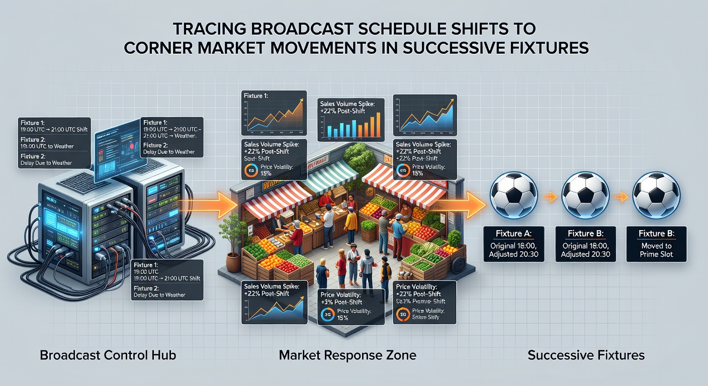 Analysis graphic linking television slot changes to corner statistics across consecutive matches